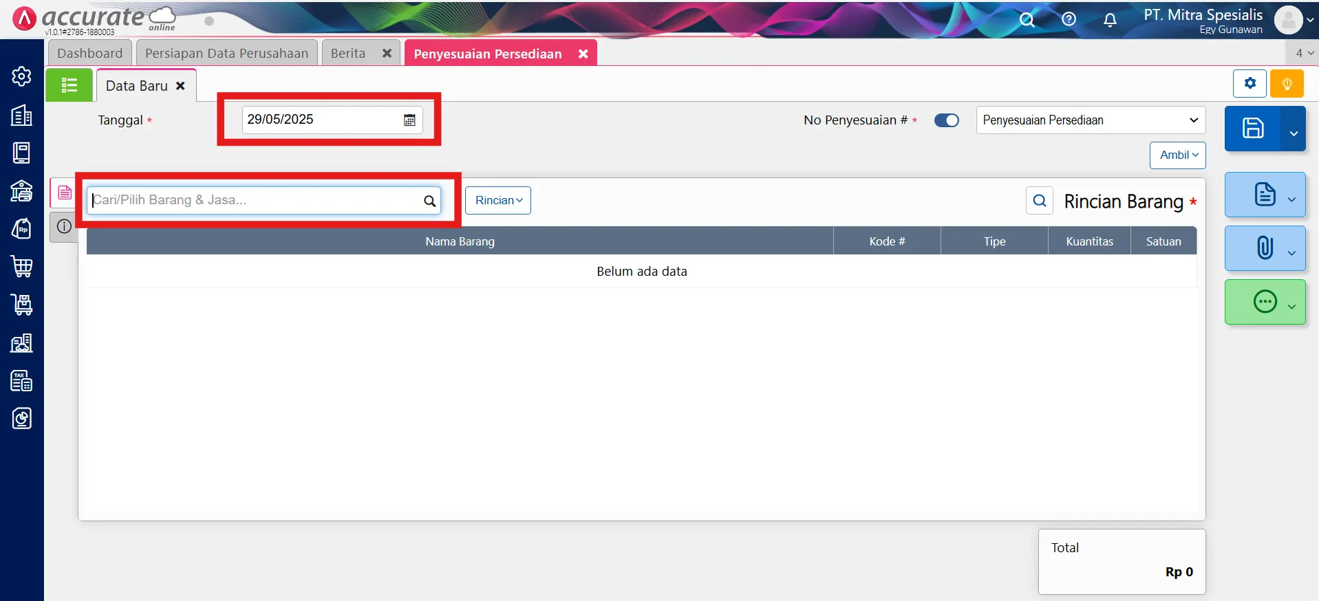 Cara mencatat penyesuaian nilai persediaan tanpa merubah stok barang